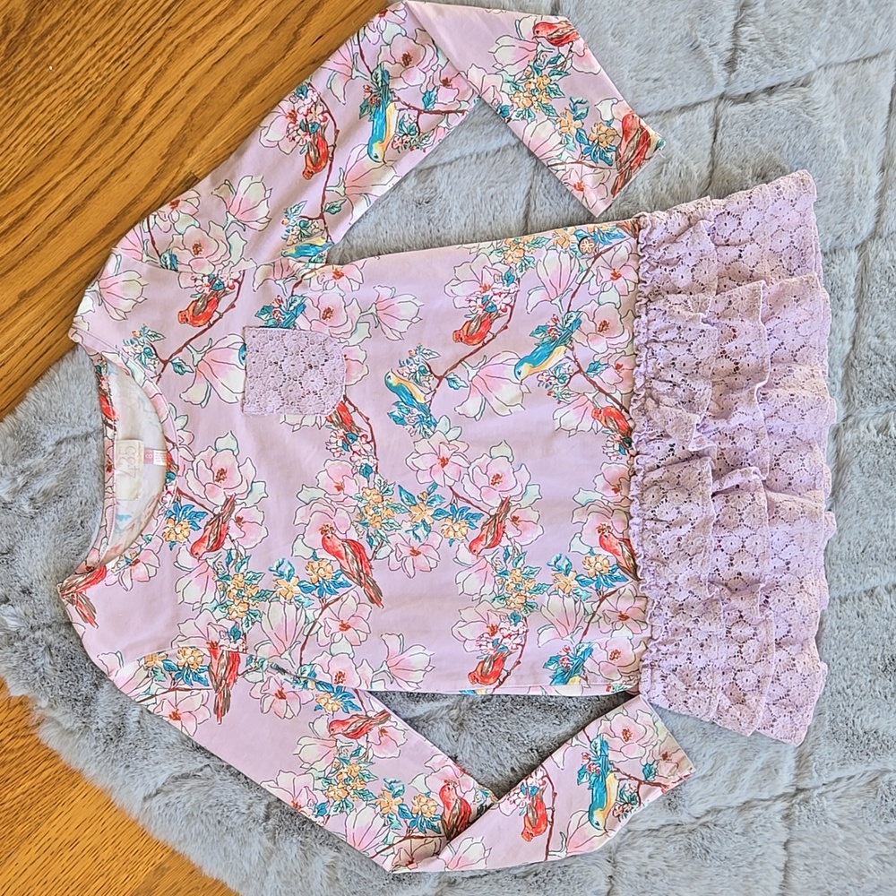 435 Matilda Jane Floral Shirt, Girls Size 8, Decent Condition